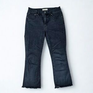 Madewell Cali Demi Boot Jeans Size 28 Raw Hem Stretch Gray Denim